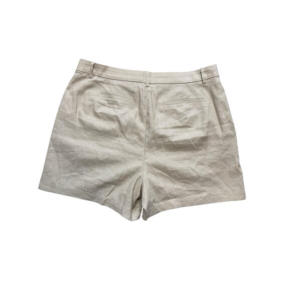 J.Crew Factory Linen-Blend Structured Short Women 14 Beige Neutral Coastal - Picture 2 of 8